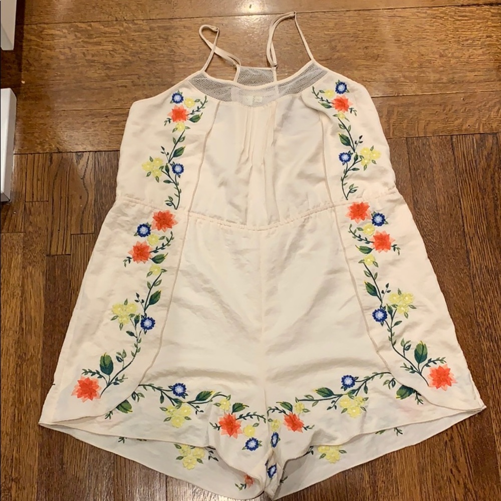 Cream Embroidered Romper